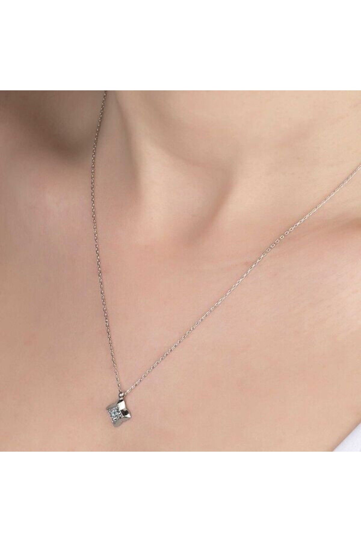 shop Taşlı Dörtgen 925 Ayar Gümüş Kolye