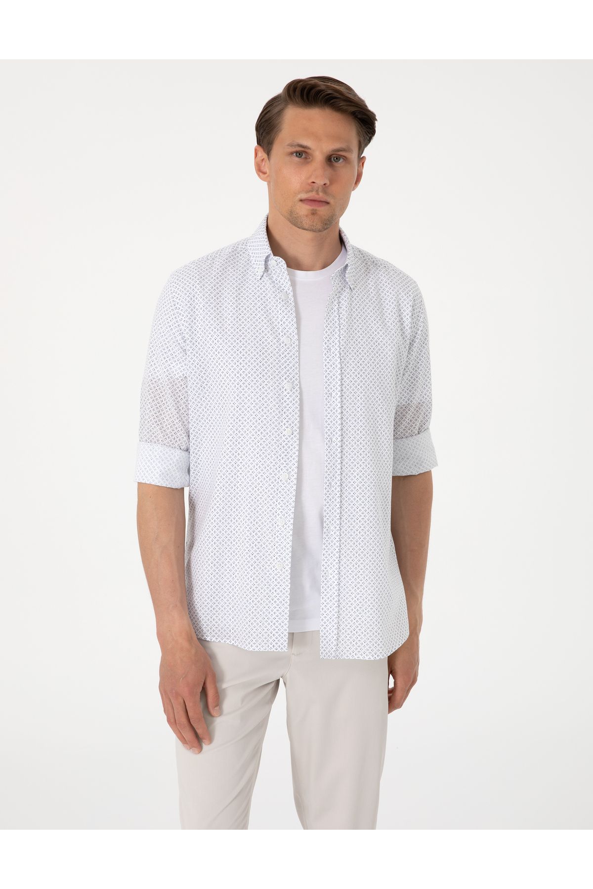 Pierre Cardin Lacivert Slim Fit Uzun Kollu Gömlek 50304539-VR033