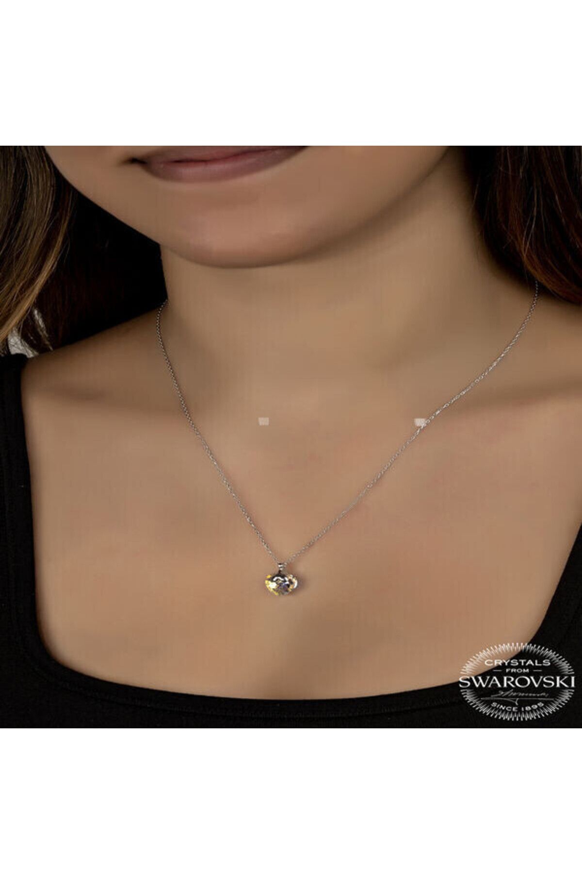 shop Crystal Taşlı Kalp 925 Ayar Gümüş Kolye