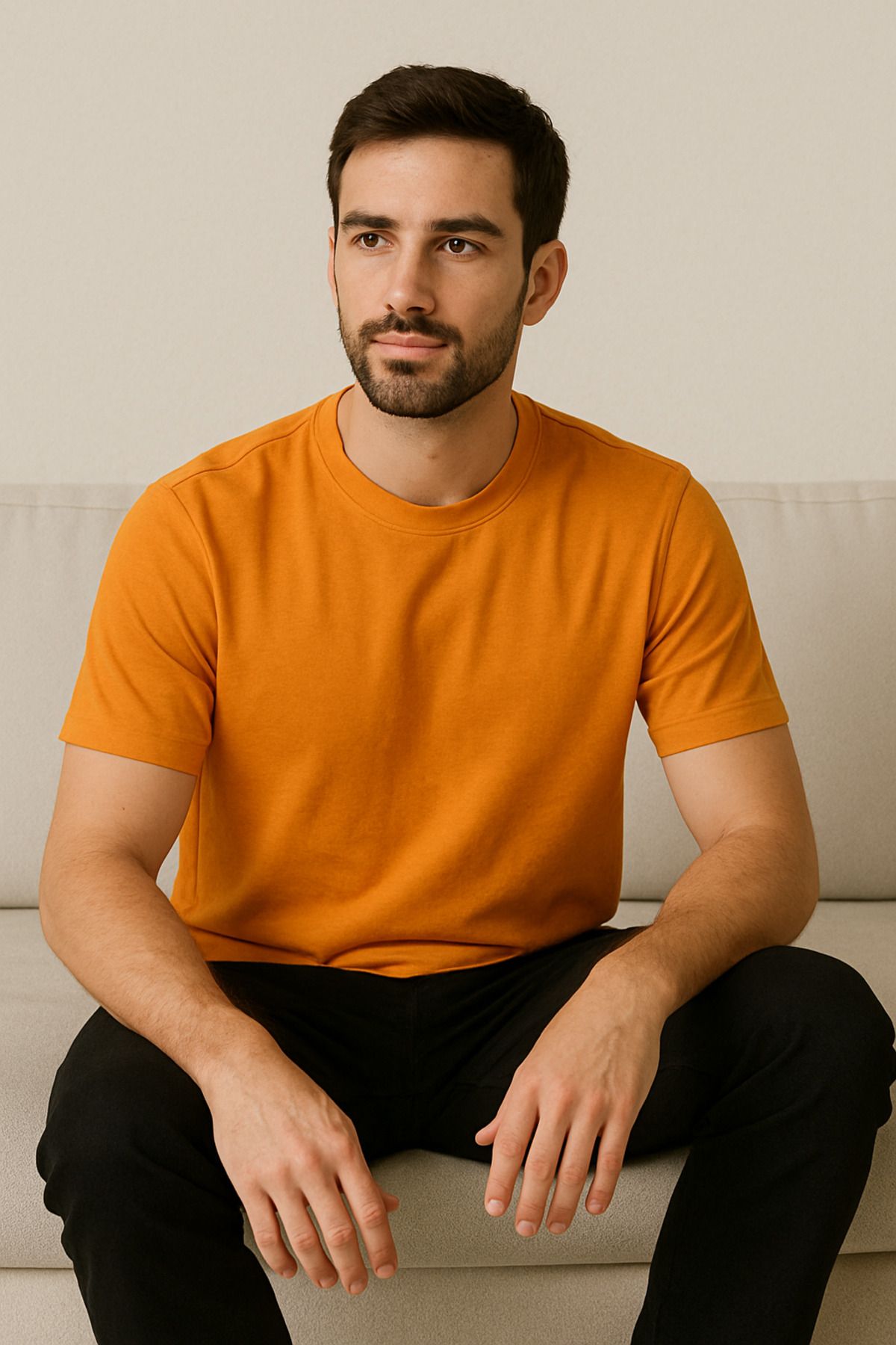 LeiraGYM Erkek %80 Pamuk Tişört Basic Bisiklet Yaka Kısa Kollu T-Shirt