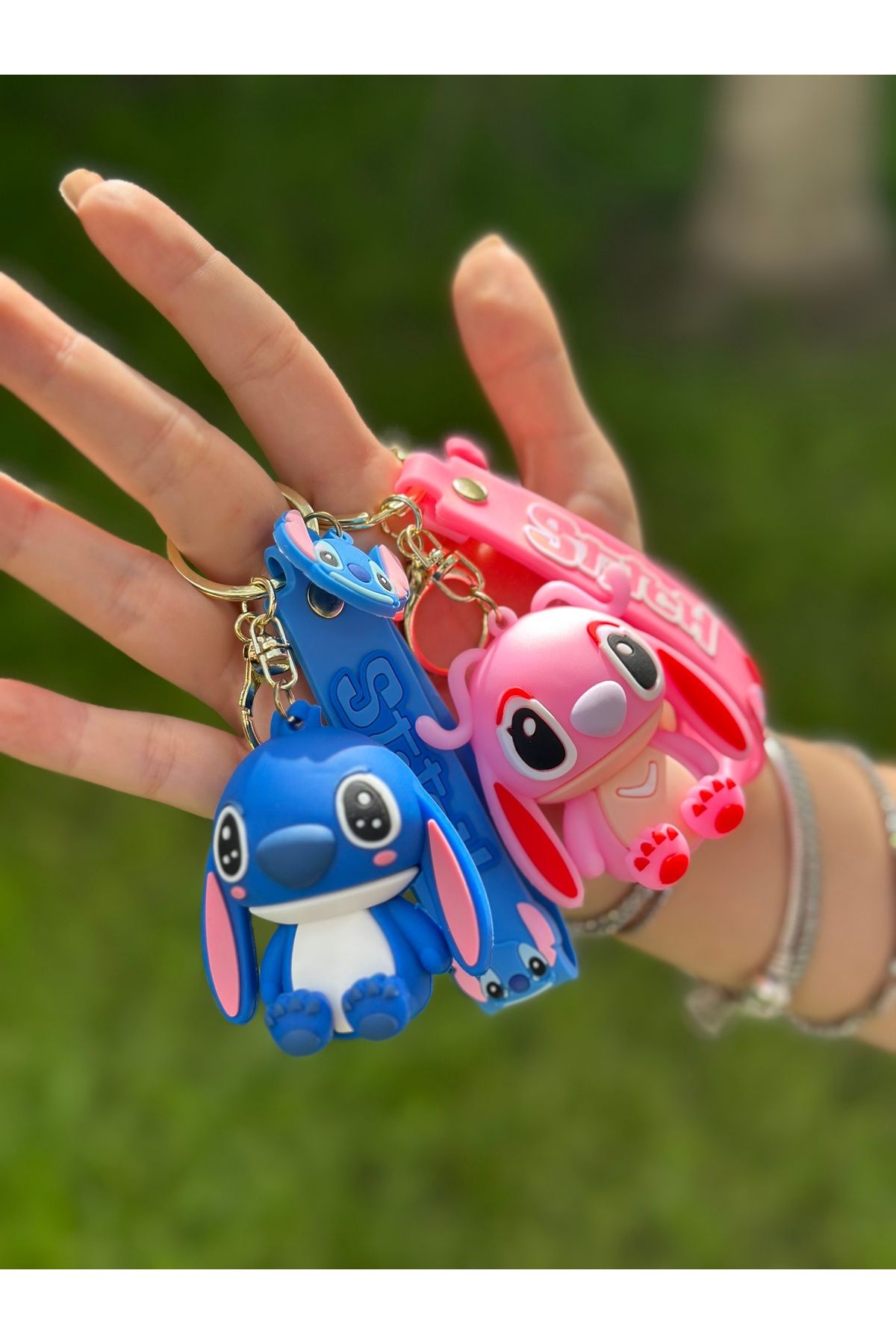 AYZENA 3D Lüks Büyük Boy Disney Stitch Silikon Materyal Anahtalık