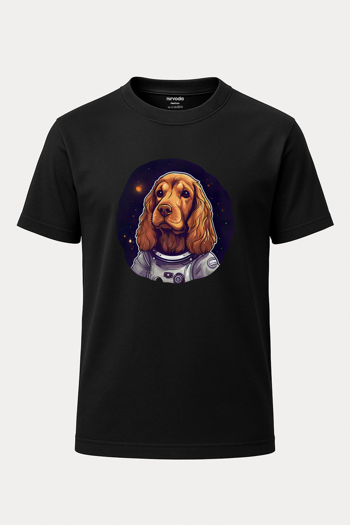 nirvoda Unisex Astronot Cocker Köpekli Tişört - Uzun T-shirt