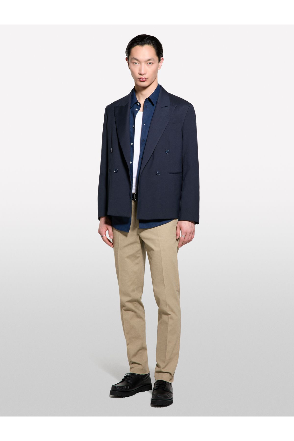 Sisley Erkek Vizon Streç Pamuklu Logo Detaylı Slim Fit Chino Pantolon