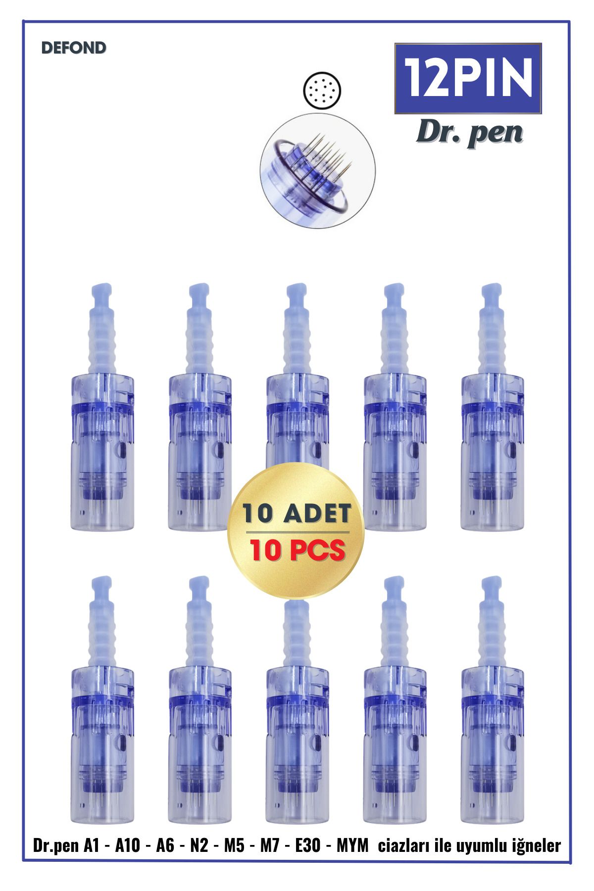 DEFOND Dr pen A6-A10-A1-N2-M5-M7-E30-MYM uyumlu iğneleri 10 Adet