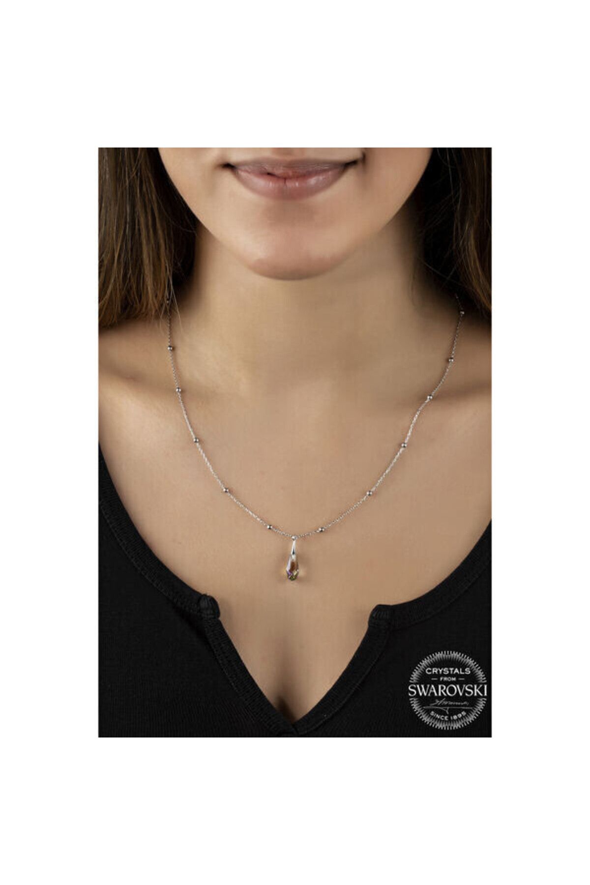 shop Crystal Ametist Taşlı 925 Ayar Gümüş Kolye