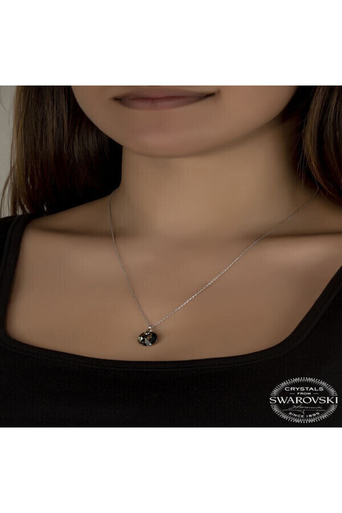 shop Crystal İris Yeşil Taşlı 925 Ayar Gümüş Kolye
