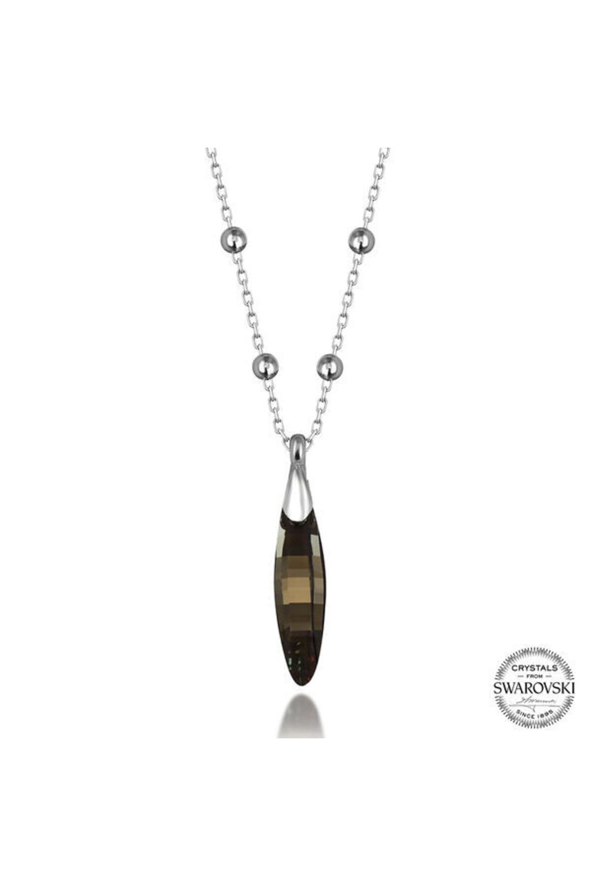 shop Crystal Taşlı Çubuk Top Zincir 925 Ayar Gümüş Kolye