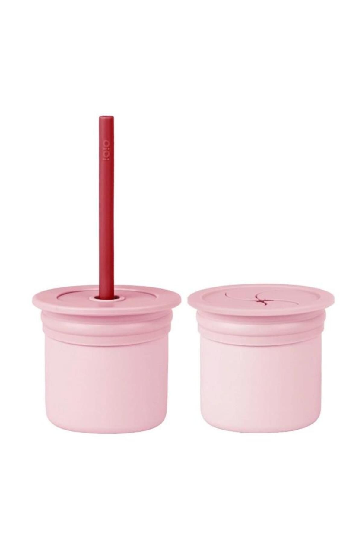 Skygo OiOi Ham+Hüp Pipetli Silikon Bardak Seti Pinky Pink / Velvet Rose