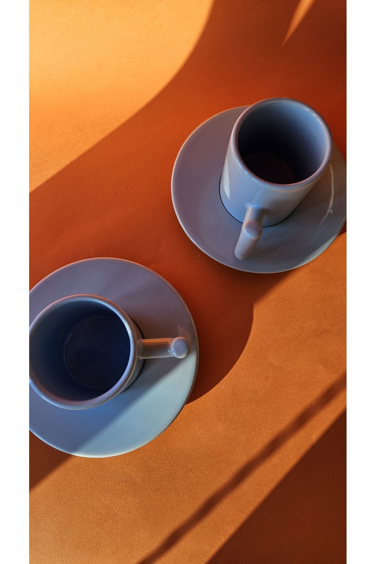 Vess Ceramic Modern Kulplu Mavi Fincan Takımı 2'li