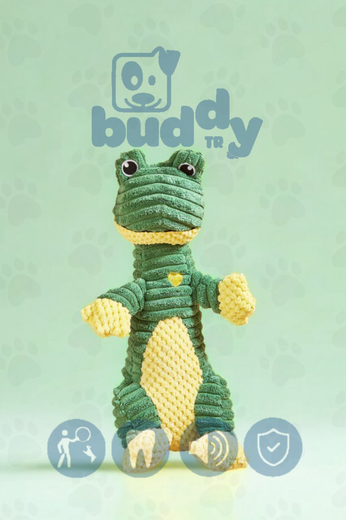 buddyTR Ananas Dokuma Gıcırtılı Yeşil Kurbağa - Isırmaya Çekiştirmeye Dayanıklı