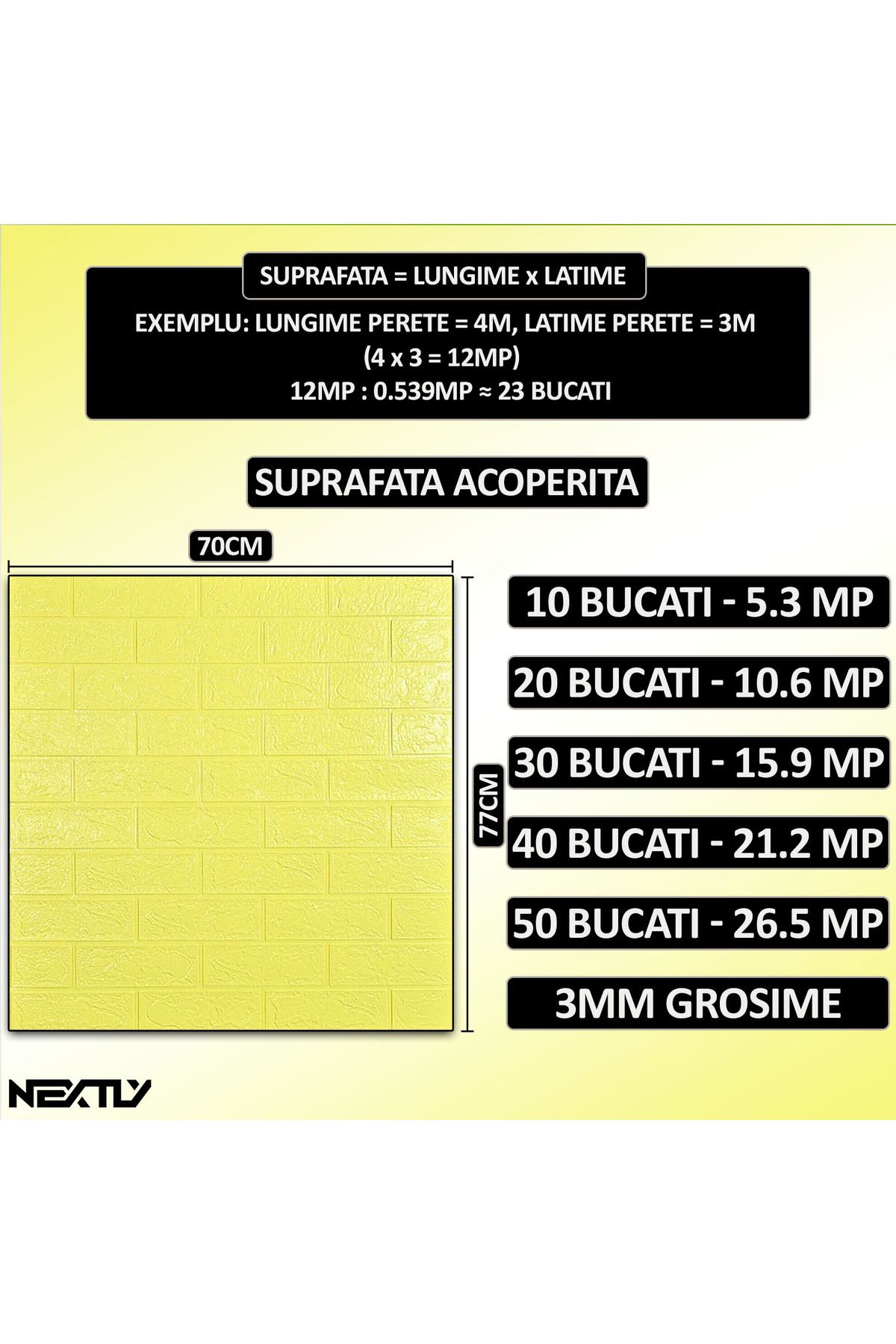 NEXTLY-Set Of 100 X 3d Self-adhesive Wallpaper, For Wall Or Ceiling, 53 Sq M, 70x77 Cm, Code 50 6