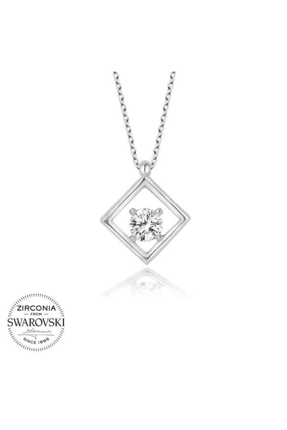 shop Taşlı Dörtgen 925 Ayar Gümüş Kolye