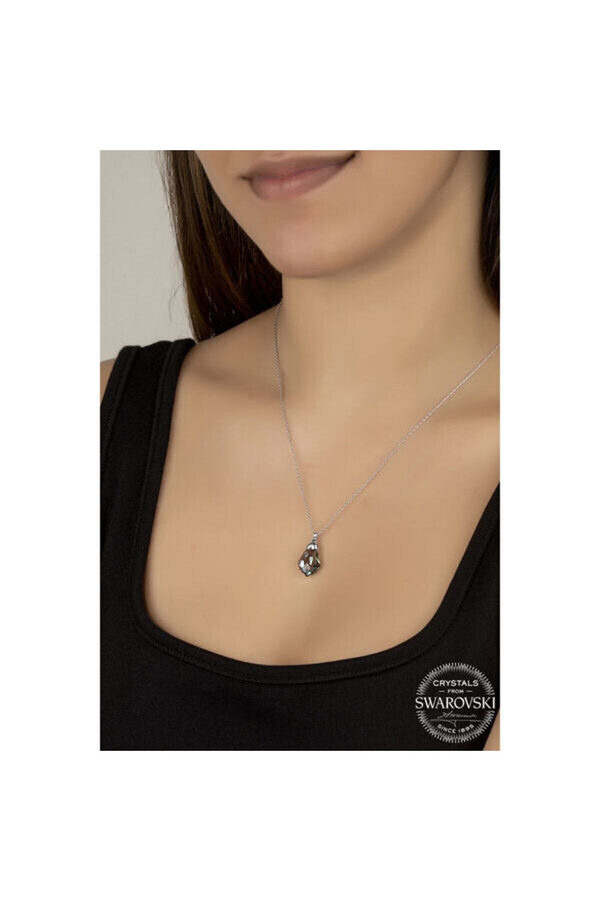 shop Crystal Taşlı 925 Ayar Gümüş Kolye