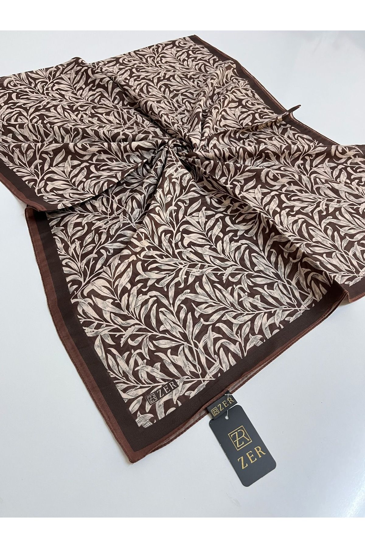Butik Yeni Kaymayan Yaprak Desenli Soft Organik Zer Şal