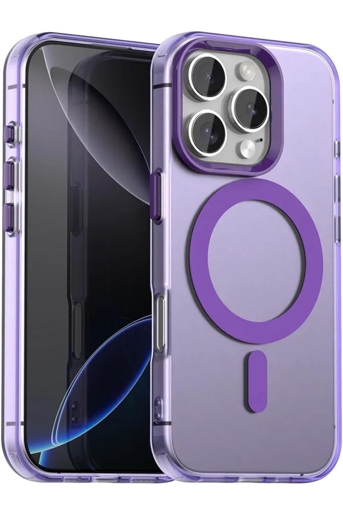 m.tk moveteck iPhone 16 Pro Max Kılıf Kamera Çıkıntılı Mat Magsafe Şarj Özellikli Kenarları Renkli Sert Kapak