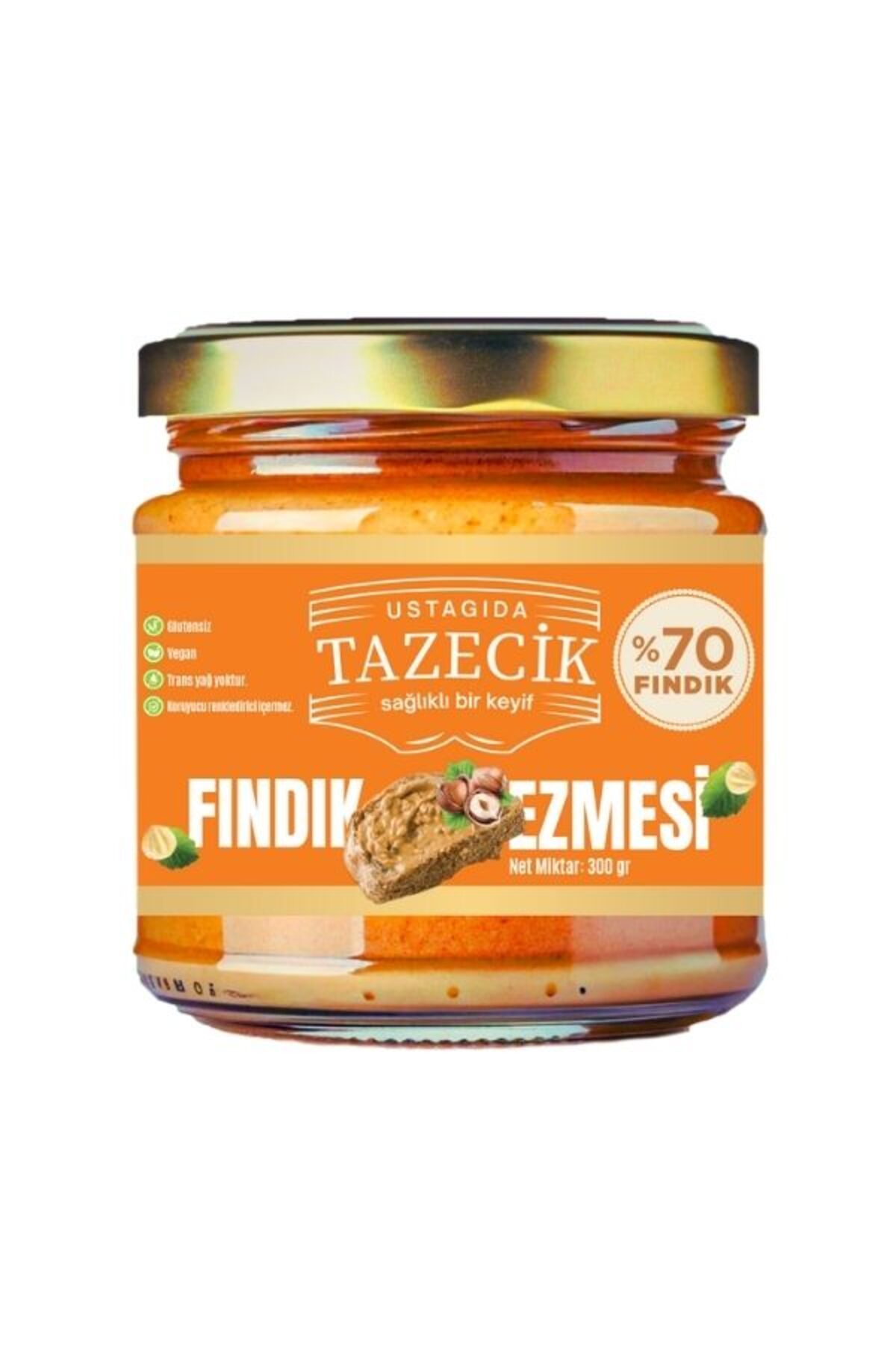 UstaGıdam Ustagıda Tazecik %70 Fındık Ezmesi 300 Gram Glutensiz - Vegan