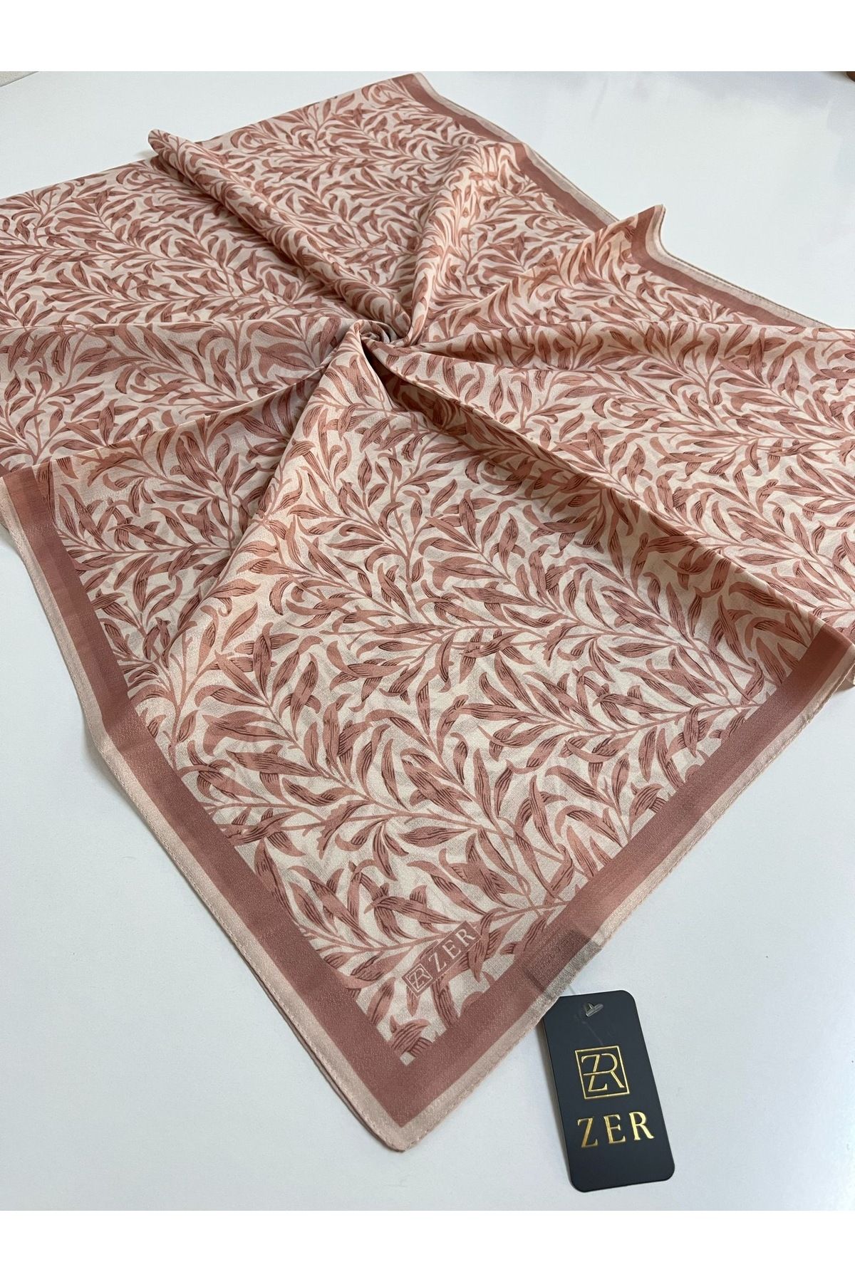 Butik Yeni Kaymayan Yaprak Desenli Soft Organik Zer Şal