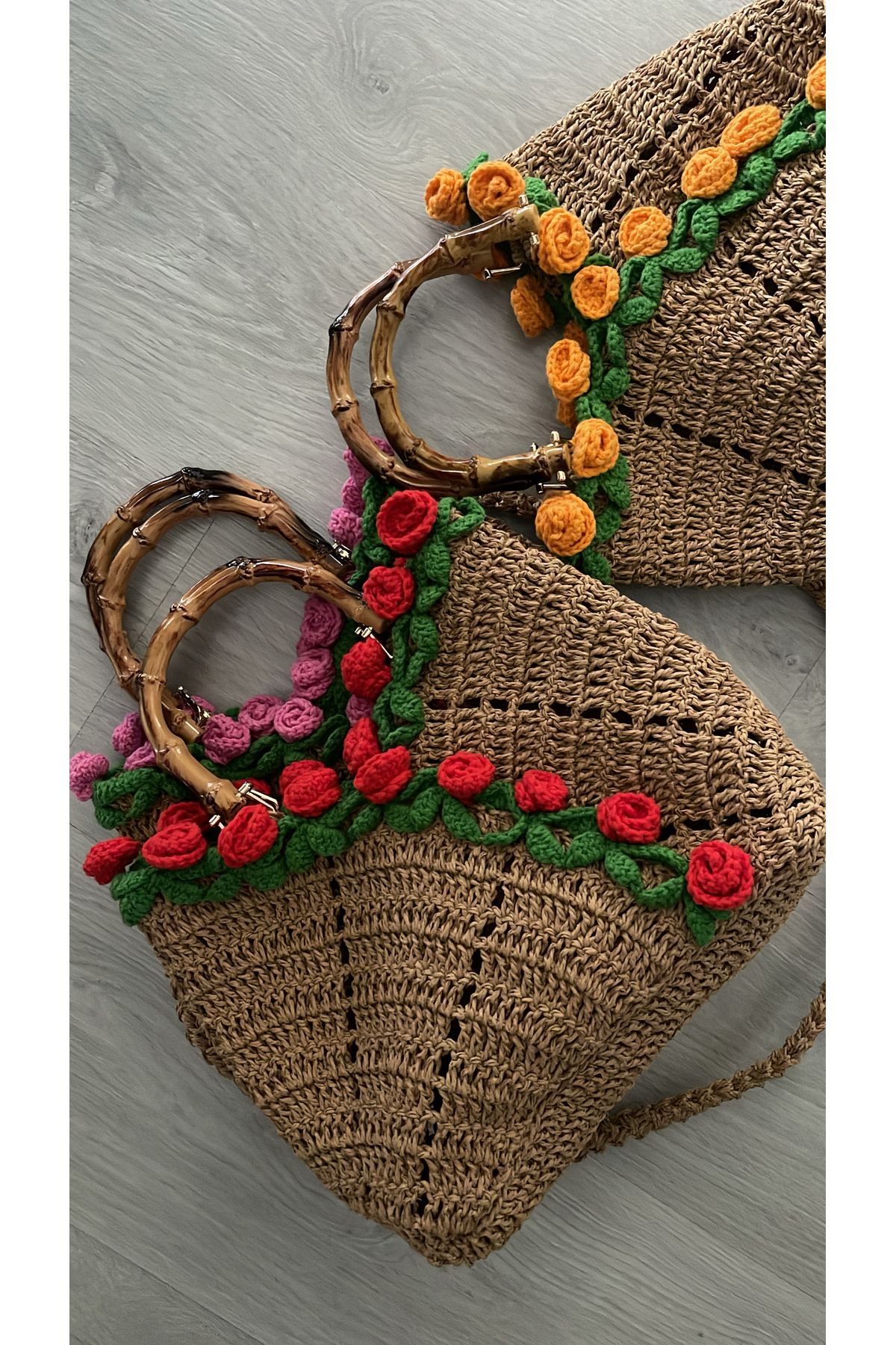 WOMANBAG ÖZEL YAPIM HASIR TASARIM ÇANTA KIRMIZI (30x35cm)