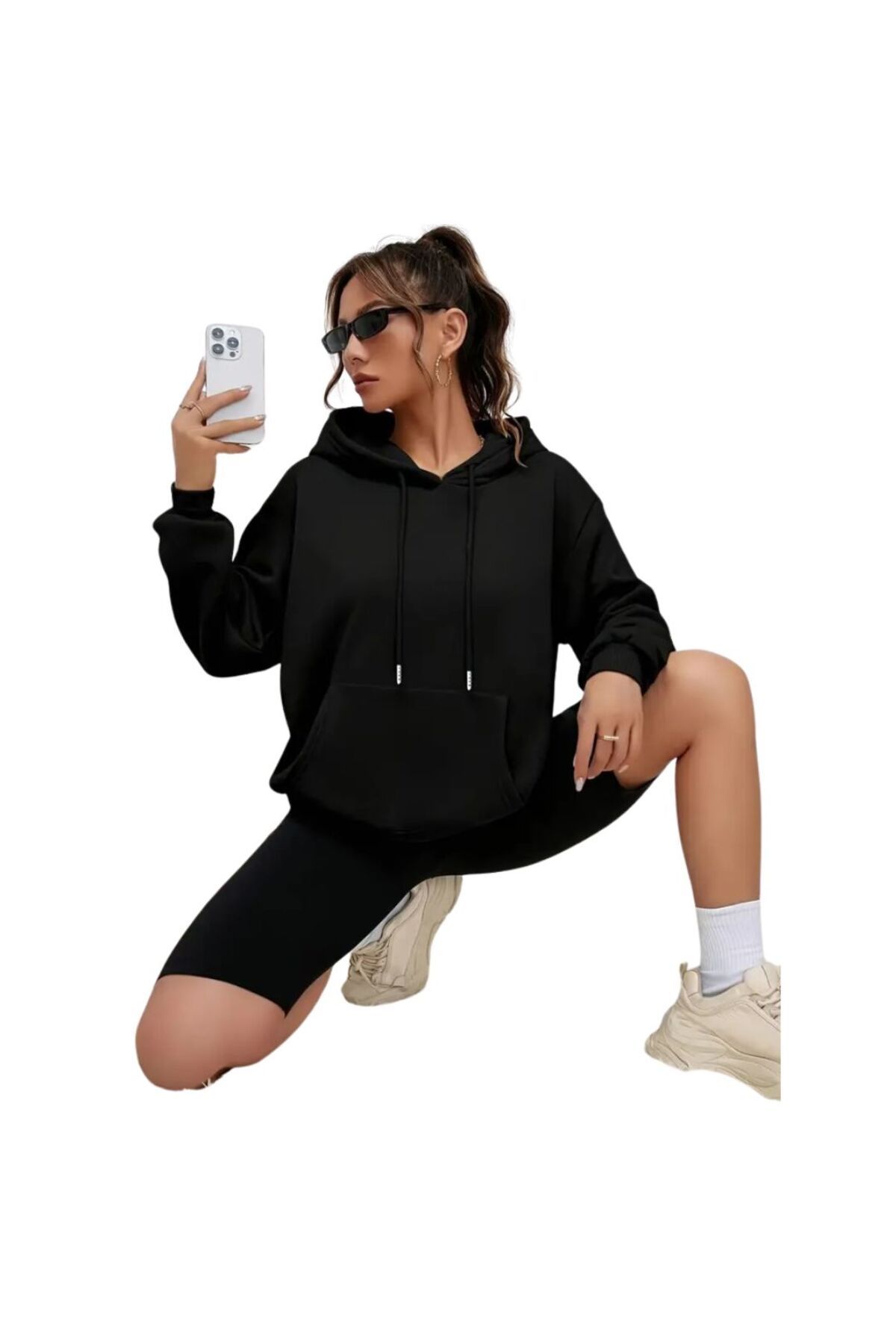 VERSCOVE Sweatshirt kanguru cepli kapişonlu 2 iplik penye Mevsimlik Rahat kalıp