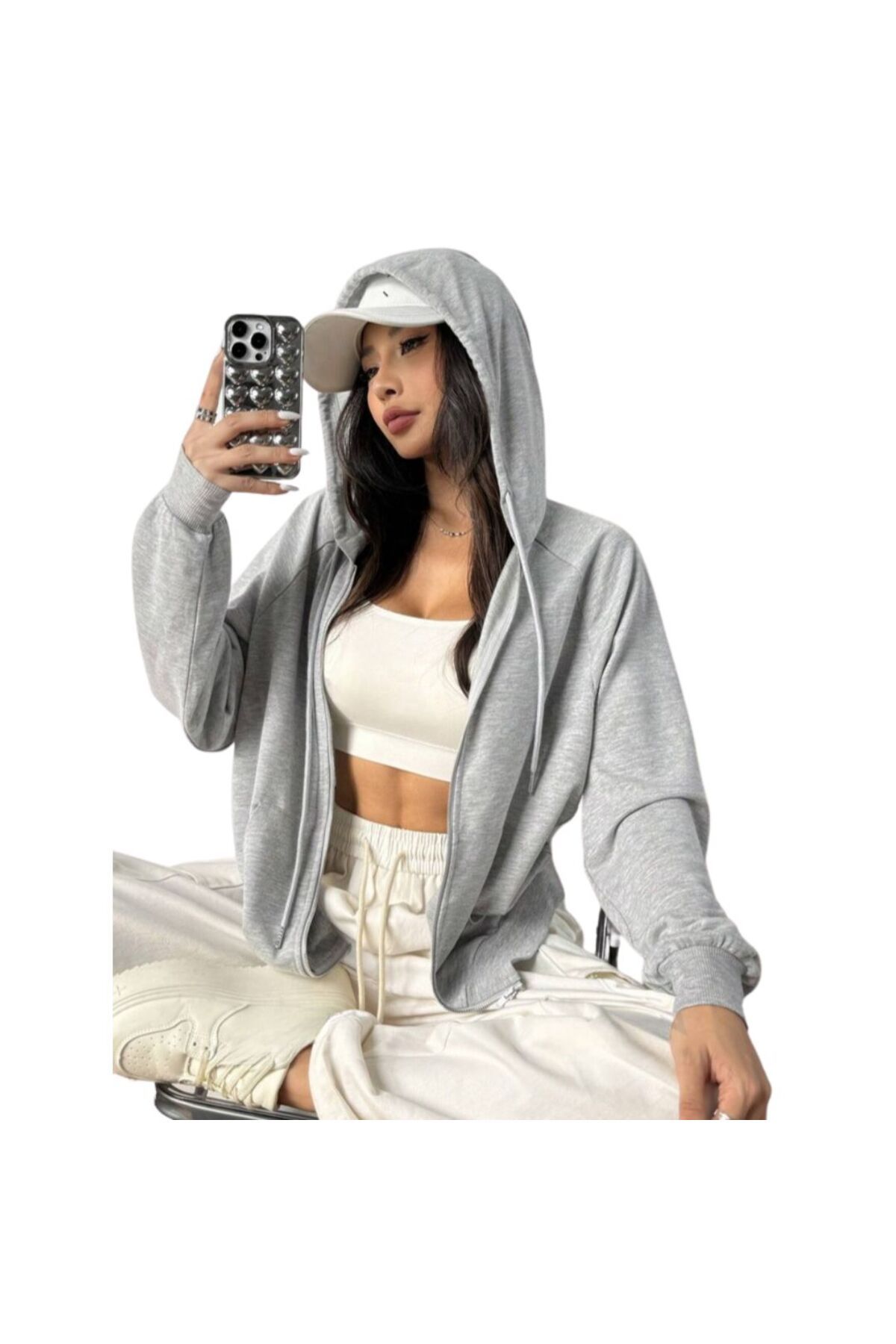 atlanticsport Sweatshirt önden fermuarlı kanguru cepli 2 iplik mevsimlik
