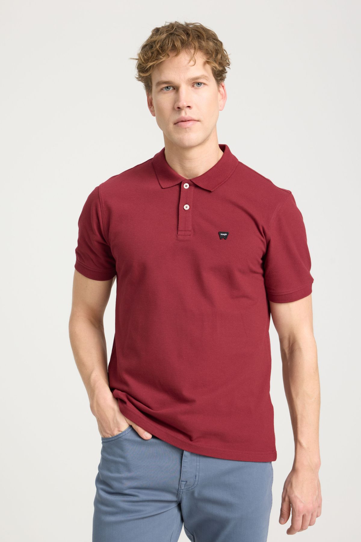 WRANGLER W7D5K4XX2T606 Bordo Erkek Regular Fit Normal Kesim Polo Yaka %100 Pamuk Tişört