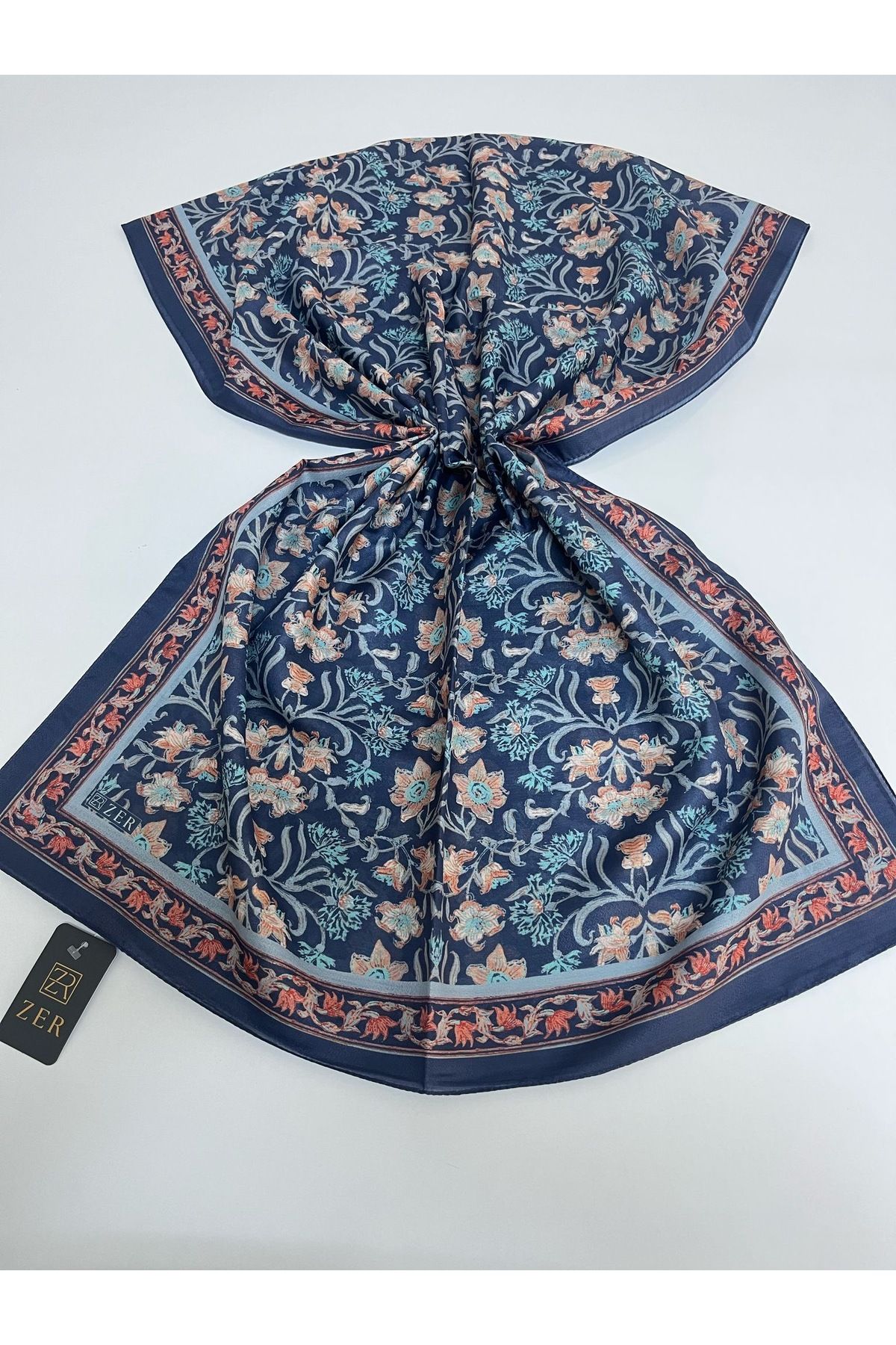 Butik Yeni Kaymayan Çiçek Desenli Soft Organik Zer Şal