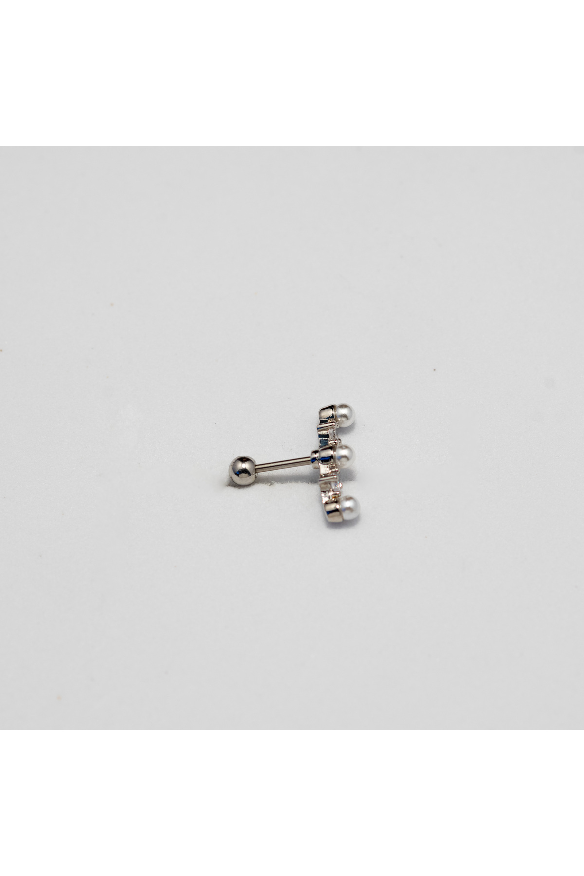 Piercing by Sever-Model Steel Piercing with Pearl and Transparent Stone… Silver/Silver Color (Tragus Helix Conch Flat) 3