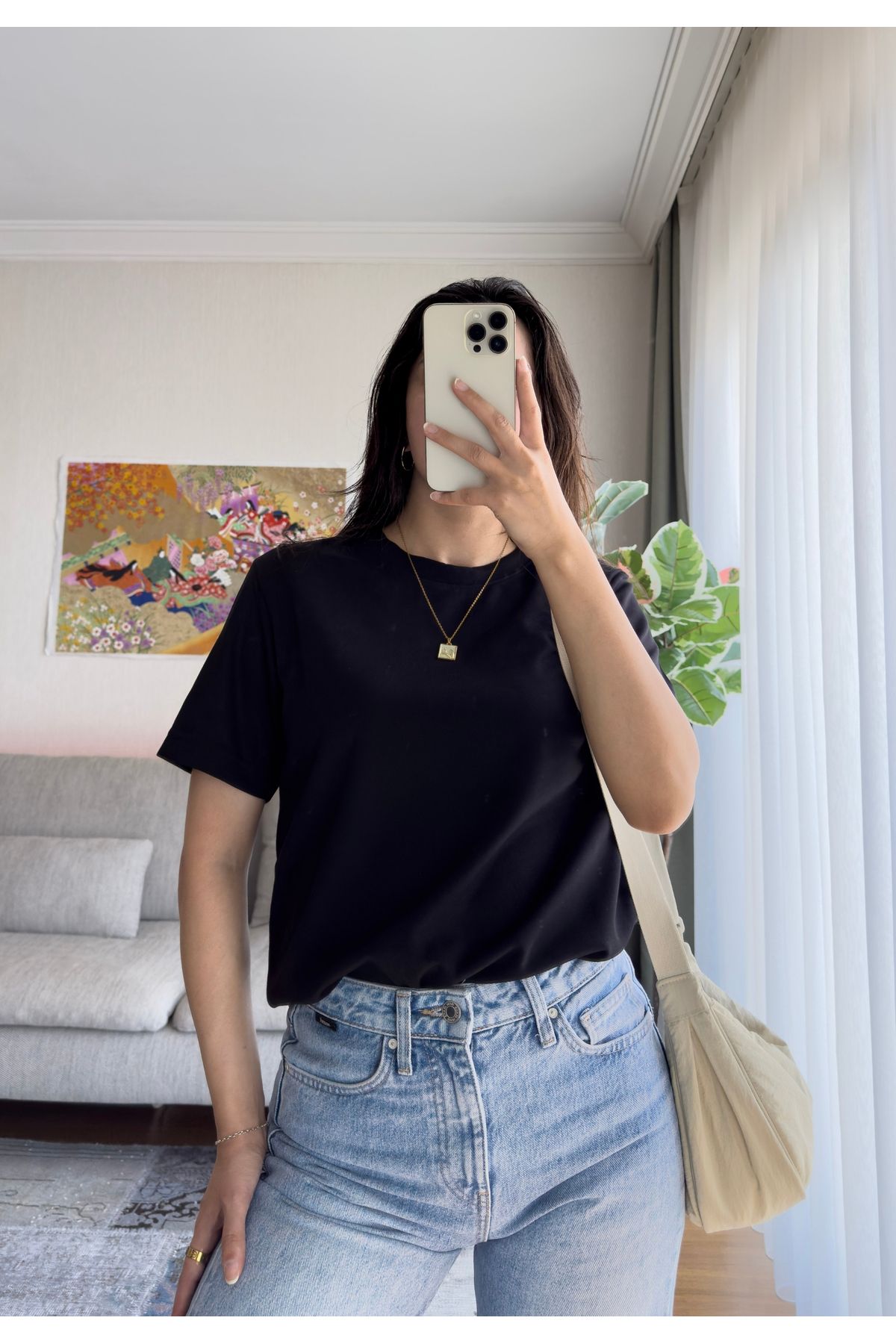 miyuko Kadın Basic Bisiklet Yaka Yumuşak Os T-Shirt