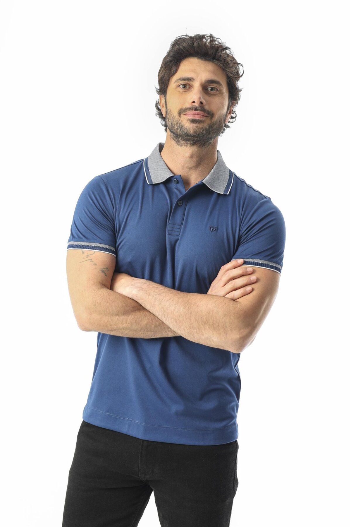 Tony Montana Polo Yaka Düğmeli Yakası Baskılı Pamuk T-Shirt-6277