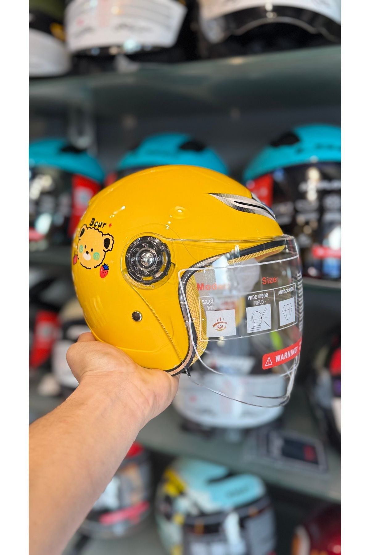 Kask Sevimli yarım çocuk kask sarı