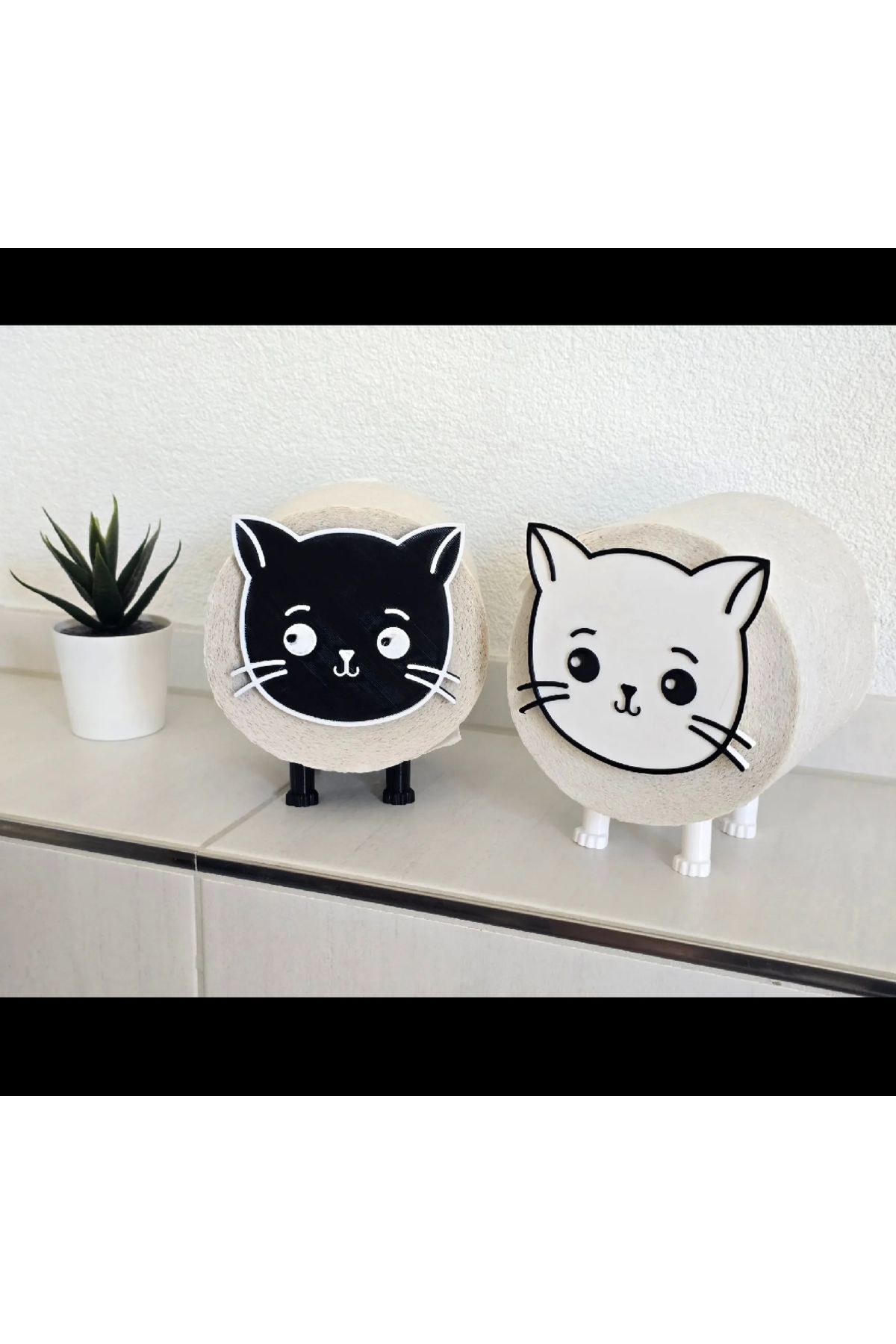 Wuun Store Kedili Tuvalet Kağıdı Tutucu Stand Siyah