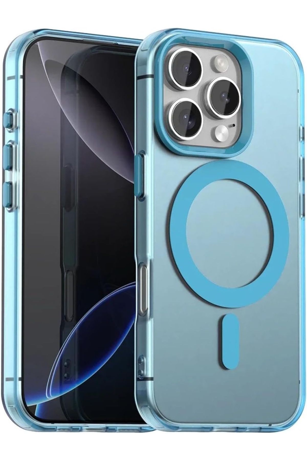 m.tk moveteck iPhone 16 Pro Max Kılıf Kamera Çıkıntılı Mat Magsafe Şarj Özellikli Kenarları Renkli Sert Kapak