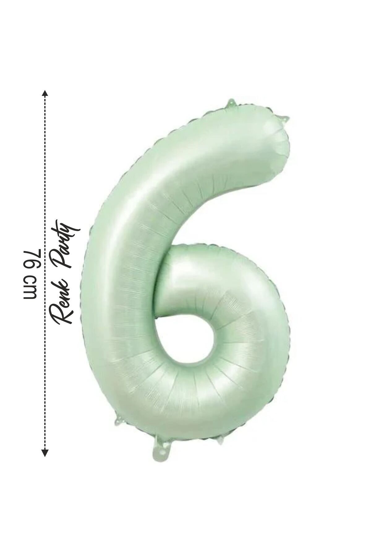 renk party Folyo Balon 6 Rakamı Helyum Balon 76 Cm Yeşil Renk - 6 Yaş Balonu - 6 Rakam Balon - 34 Inch
