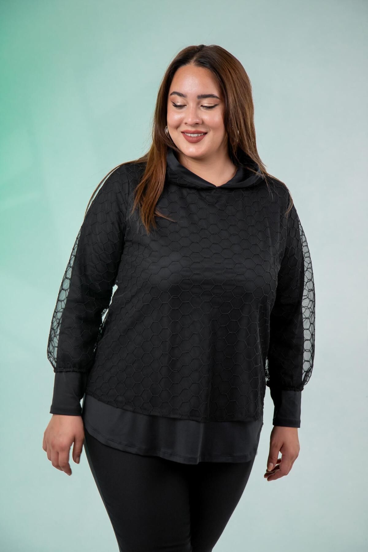 Roxxlen 333745 TÜL DANTELLİ BLUZ