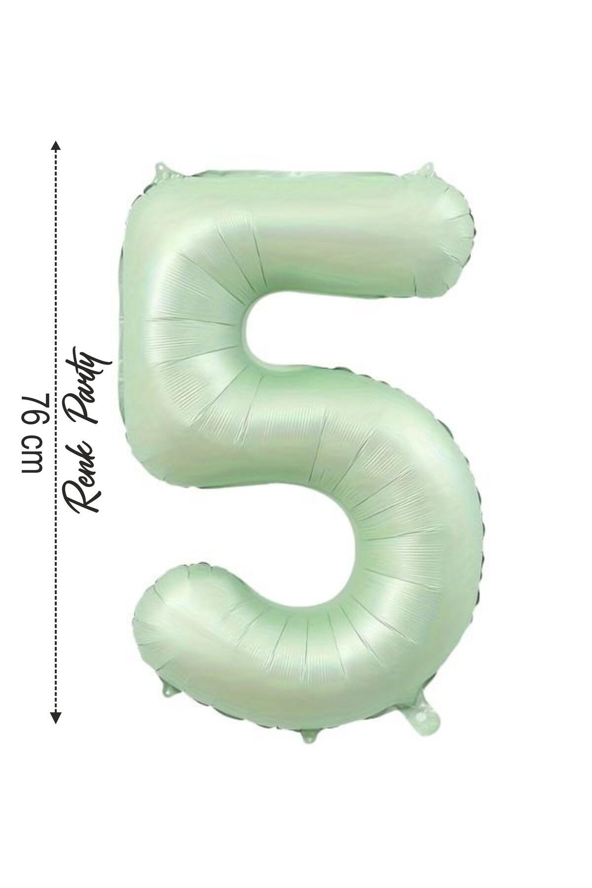 renk party Folyo Balon 5 Rakamı Helyum Balon 76 Cm Yeşil Renk - 5 Yaş Balonu - 5 Rakam Balon - 34 Inch