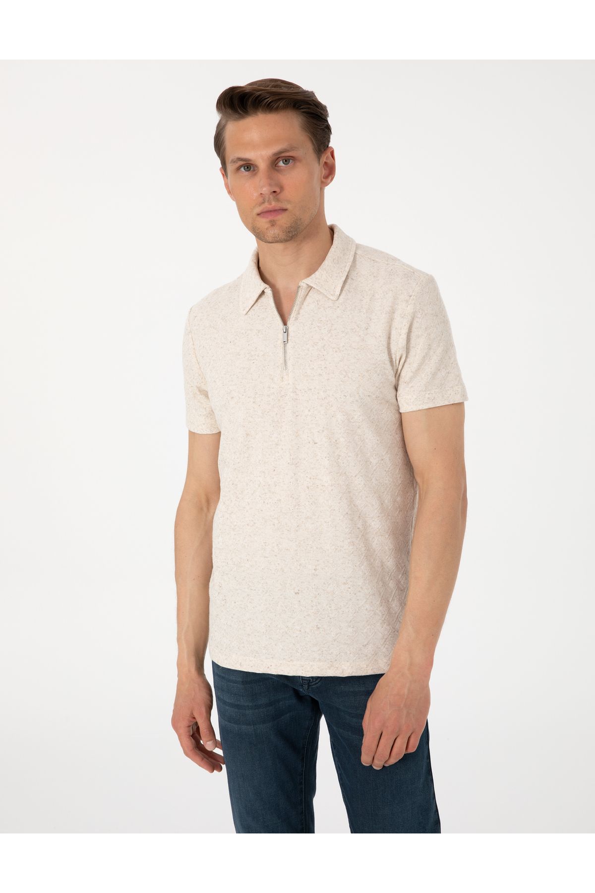 Pierre Cardin Bej Slim Fit Tişört 50303869-VR011