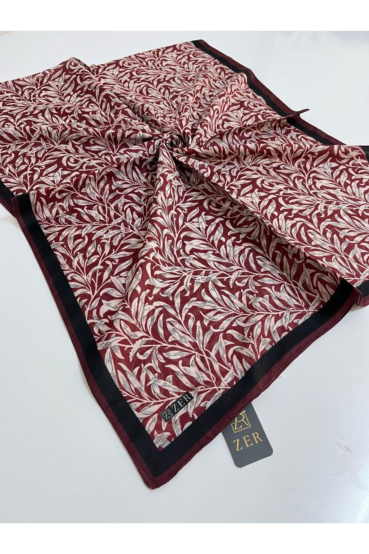Butik Yeni Kaymayan Yaprak Desenli Soft Organik Zer Şal