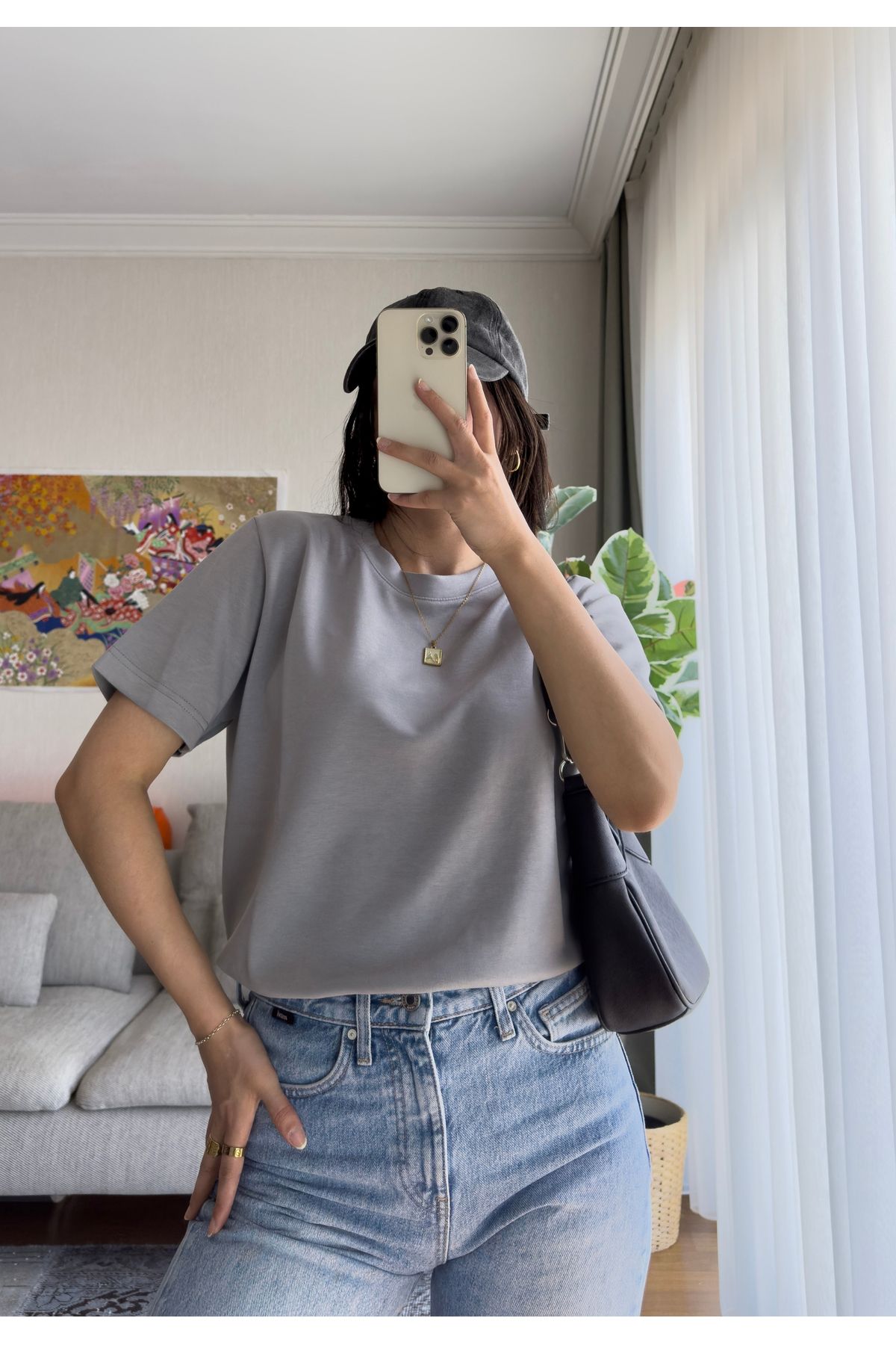 miyuko Kadın Basic Bisiklet Yaka Yumuşak Os T-Shirt