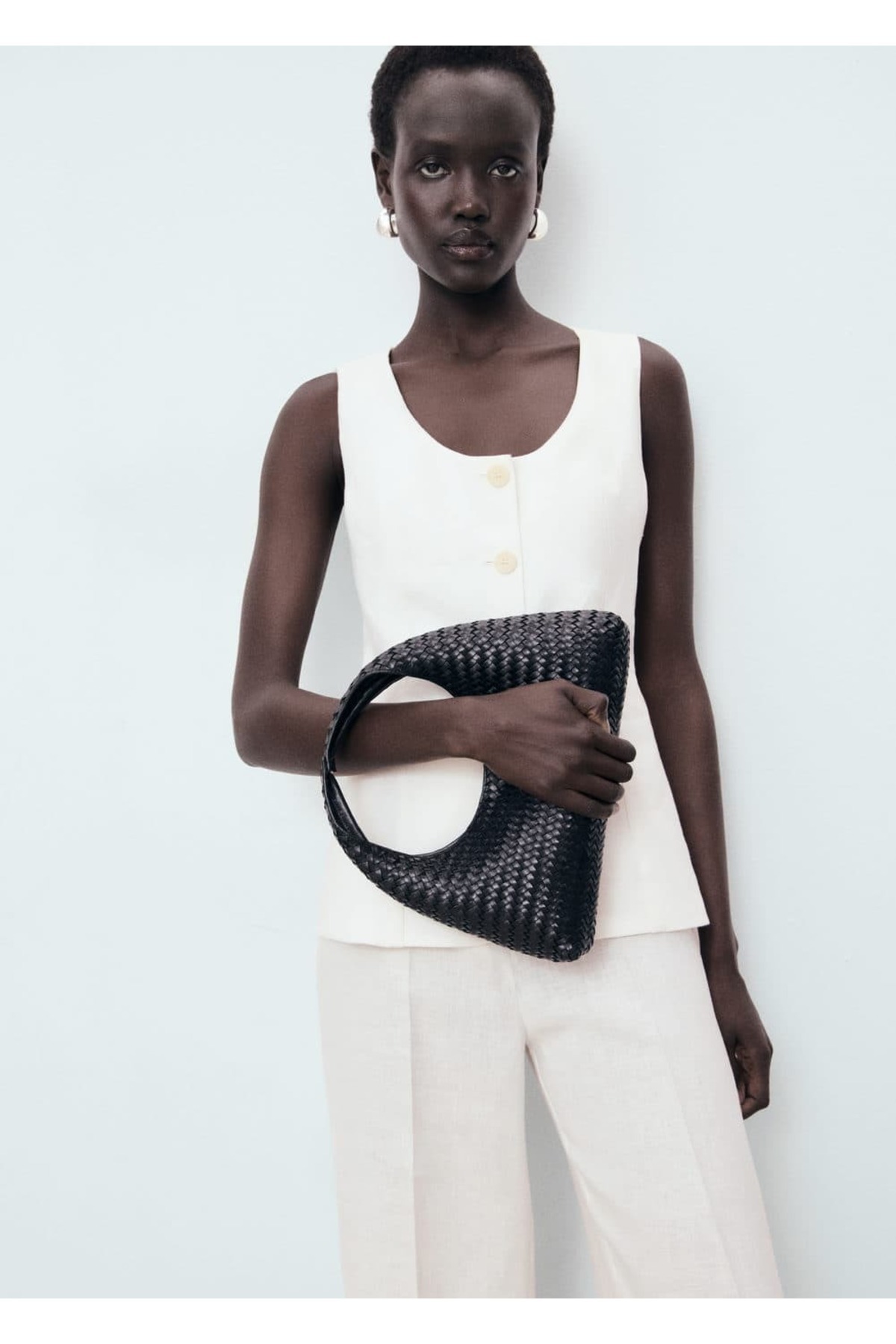 Keten takım elbise tarzı jumpsuit