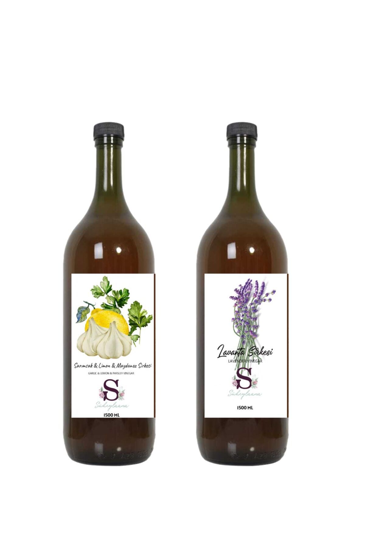 Süheylaana Doğal Sarımsak & Limon & Maydanoz Sirkesi 1500 Ml - Doğal Lavanta Sirkesi 1500 Ml