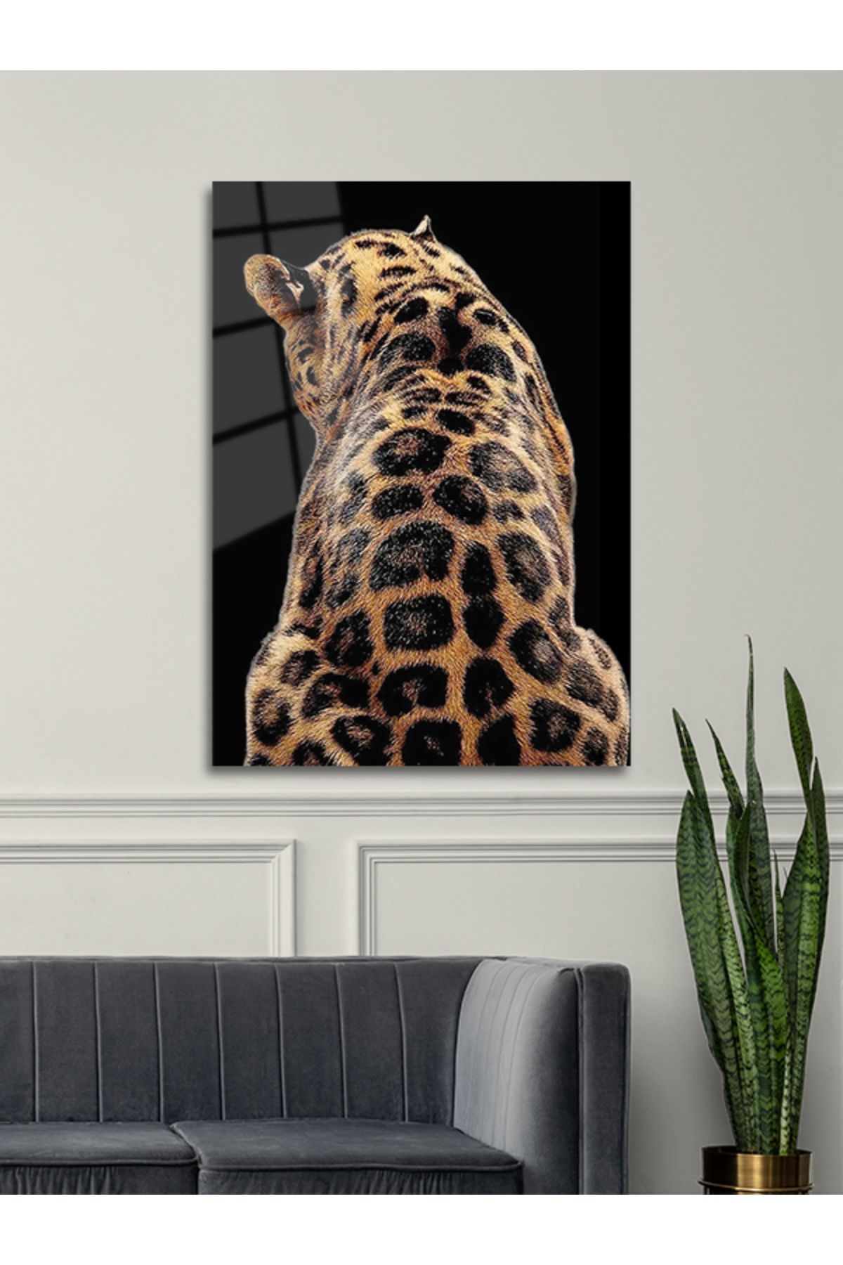 ARTSTATİONS Sırtını Dönen Leopar Modren Cam Tablo