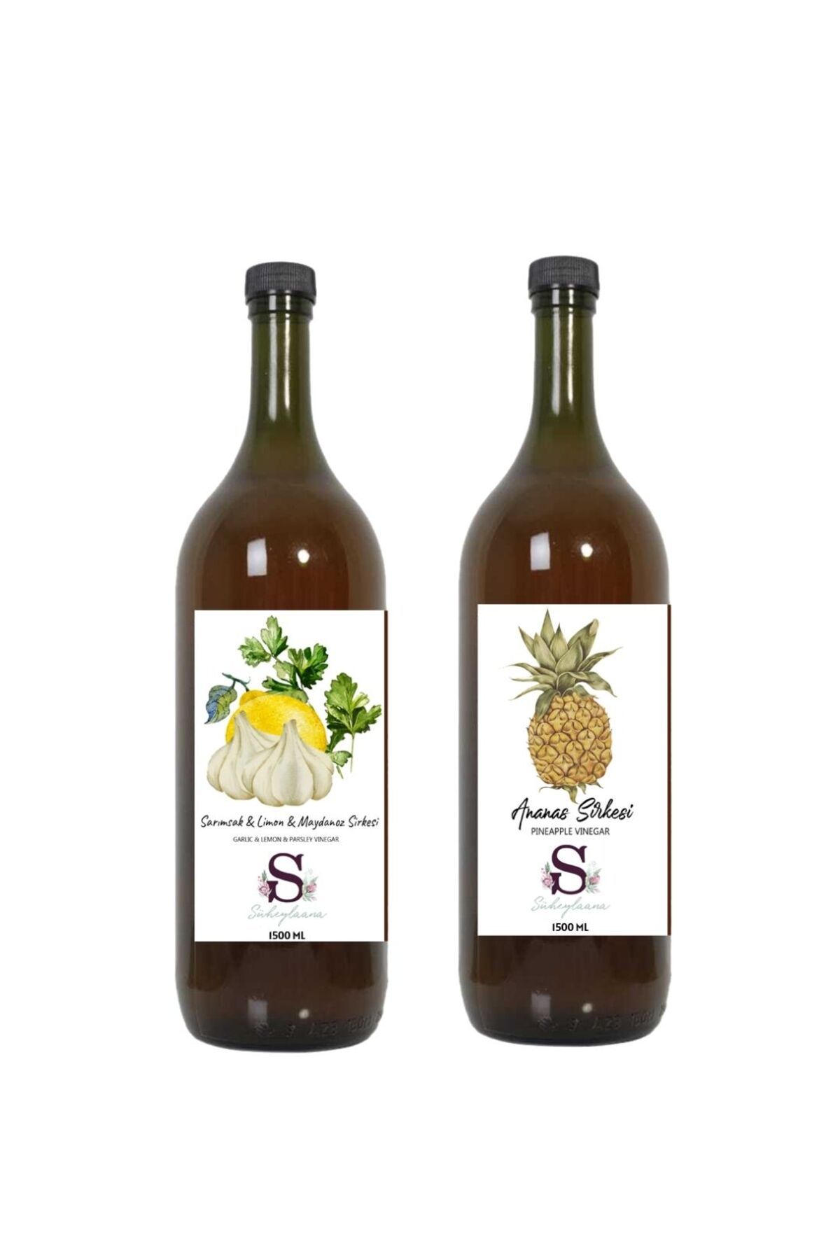 Süheylaana Doğal Sarımsak & Limon & Maydanoz Sirkesi 1500 Ml - Doğal Ananas Sirkesi 1500 Ml