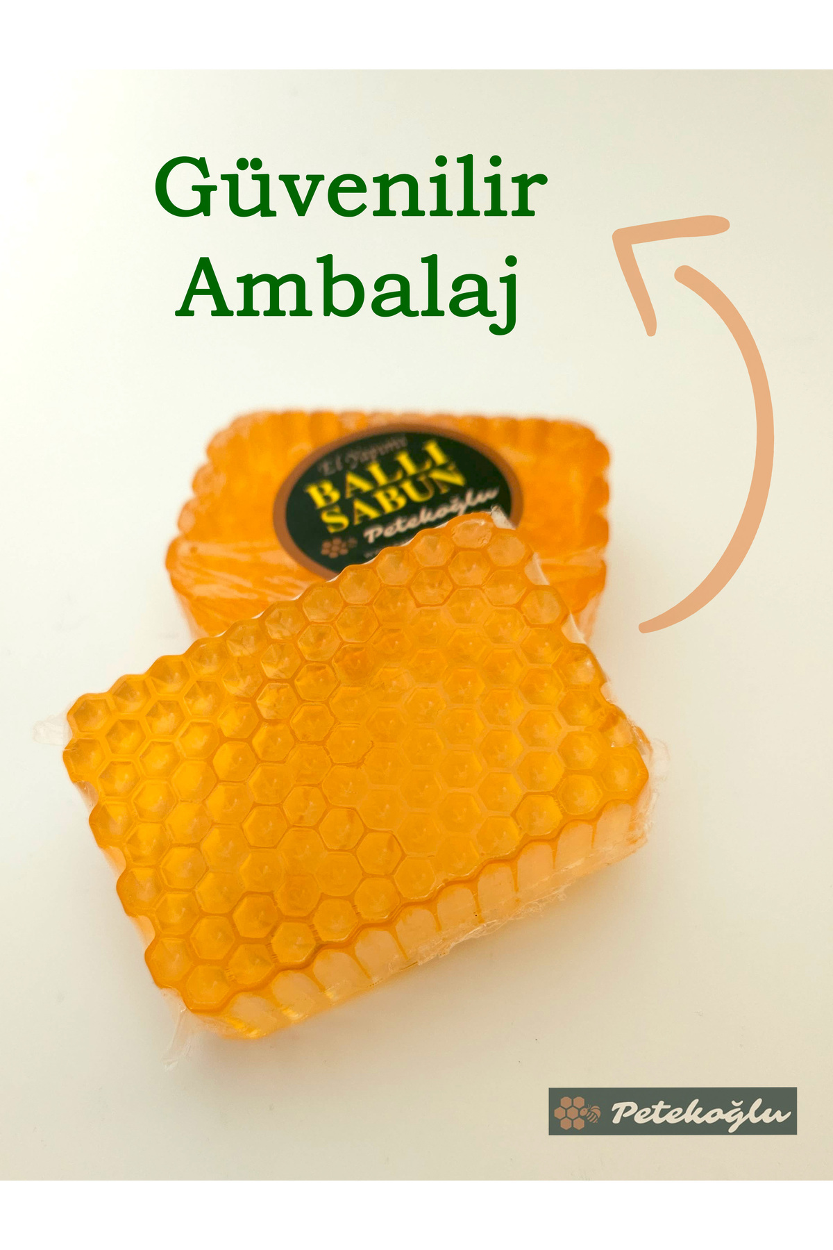 Petekoğlu-( 4 Pieces ) Handmade Herbal Glycerin Honeycomb Shaped Honey Additive Honey Soap 3