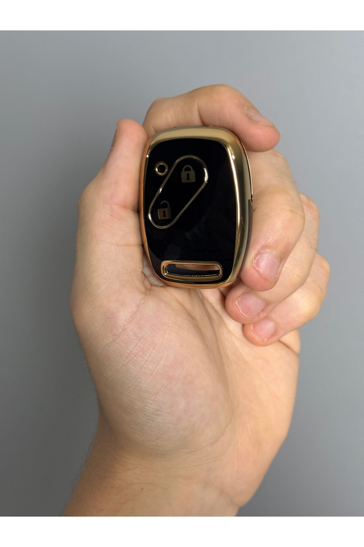 Luxe Aksesuarr Honda Civic Jazz Crv Accord Pilot 2 Buton Koruma Anahtar Kumanda Nano Silikon Kılıfı Siyah Gold