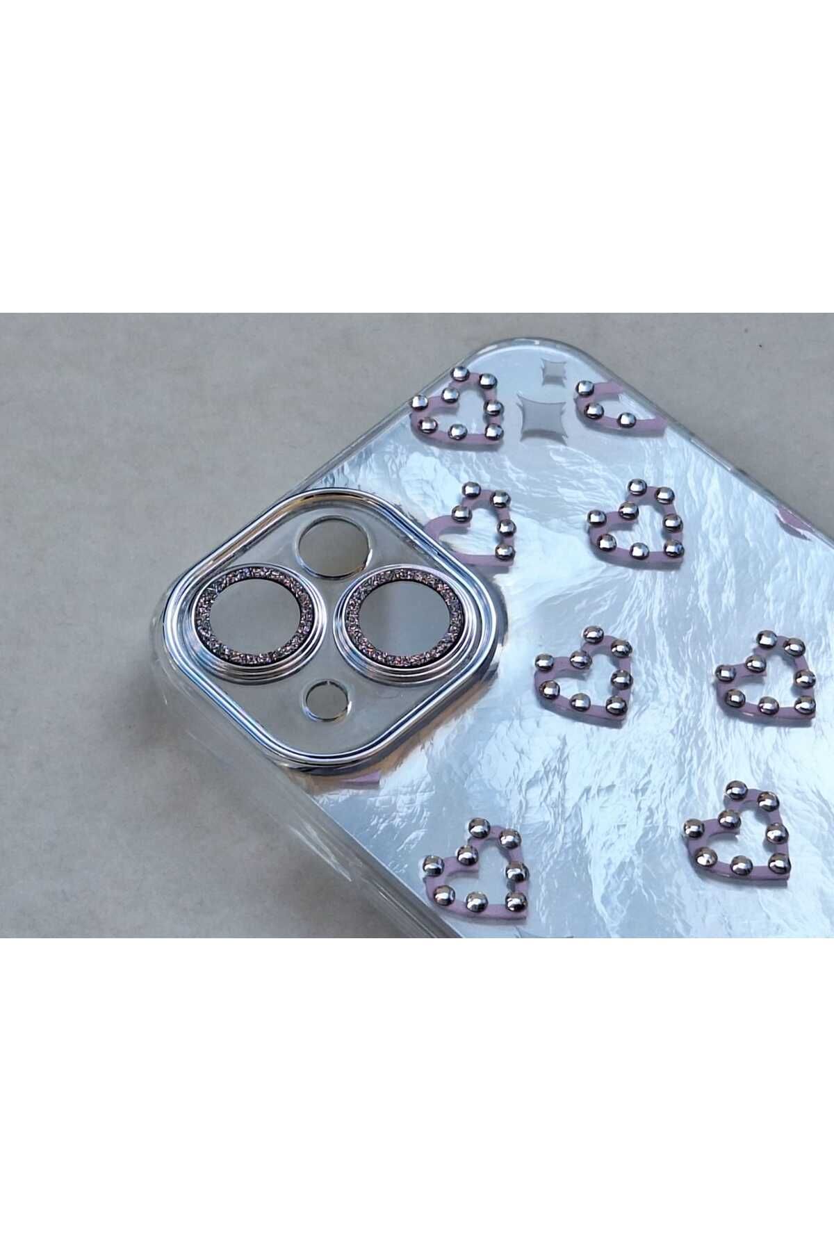 zore Apple Iphone 13/14 Taşlı Lens Koruyuculu Lüks Silikon Kılıf