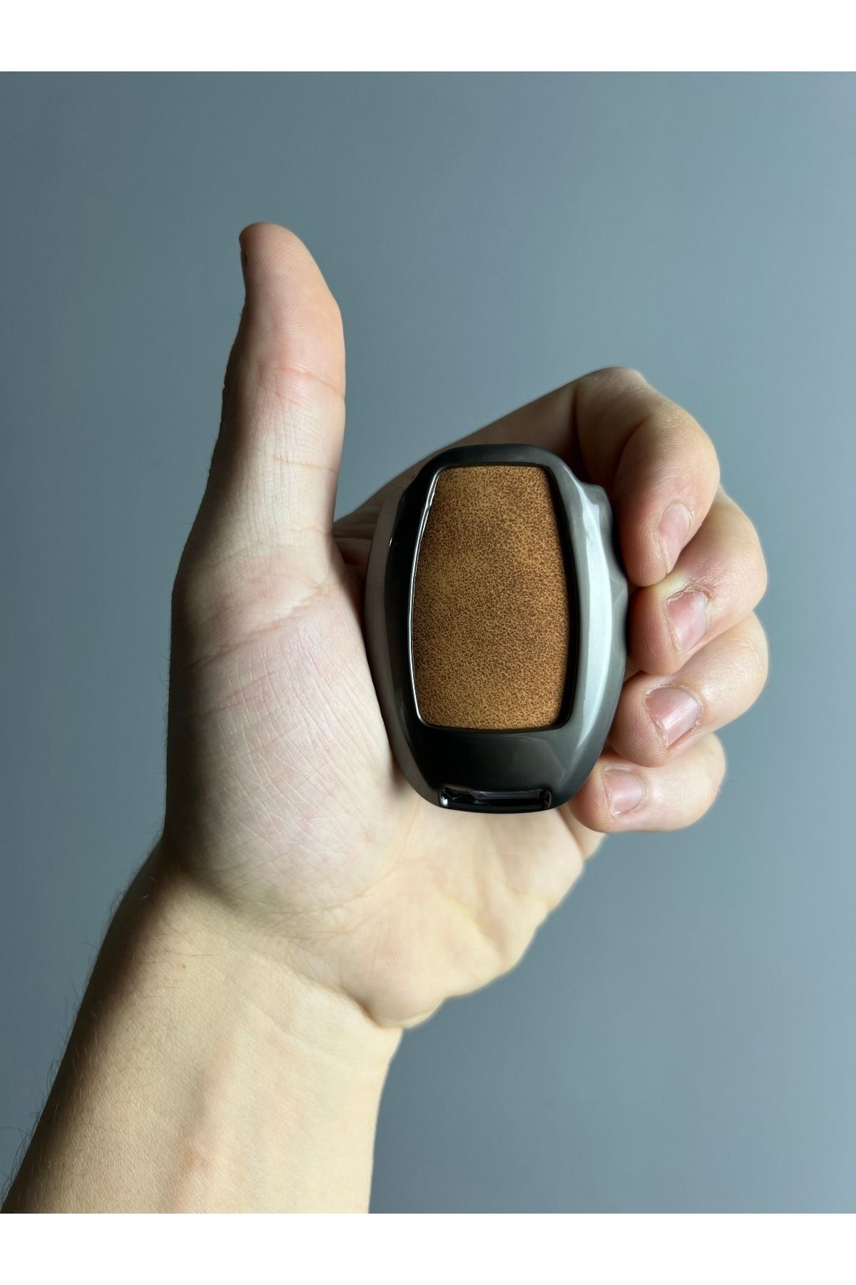 Luxe Aksesuarr Mercedes 2007-2019 arası uyumlu Smart Koruma Anahtar Kumanda Metal Kılıfı 3 Buton Deri Kahverengi
