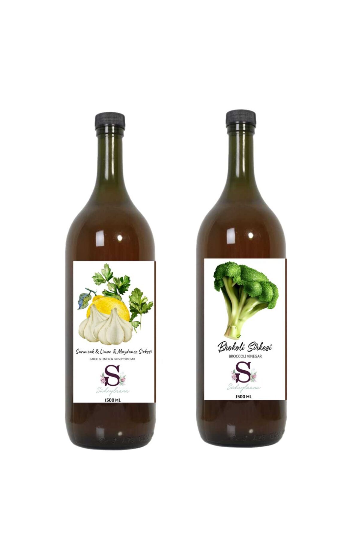 Süheylaana Doğal Sarımsak & Limon & Maydanoz Sirkesi 1500 Ml - Doğal Brokoli Sirkesi 1500 Ml