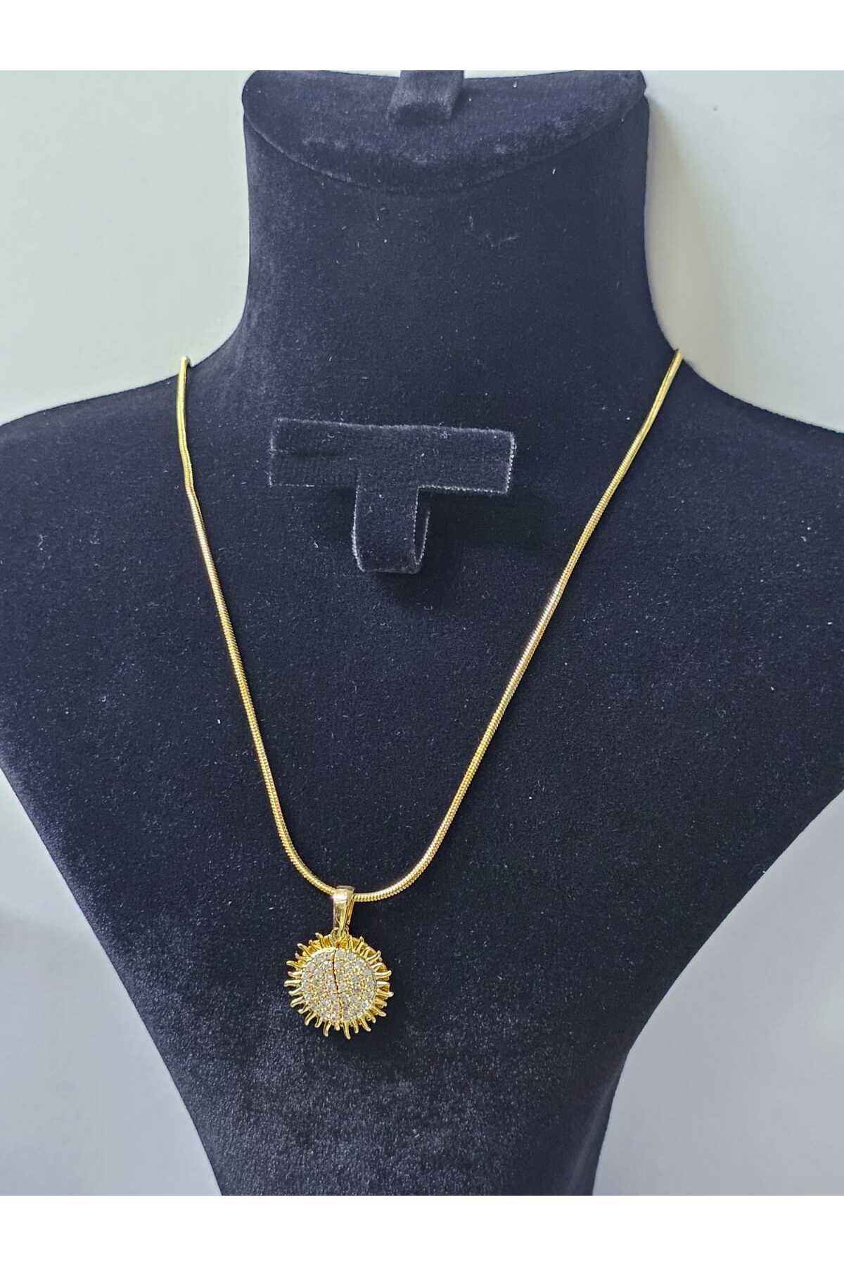 MODA Güneş modelli açılan kapanan zirkon taşlı çelik kolye