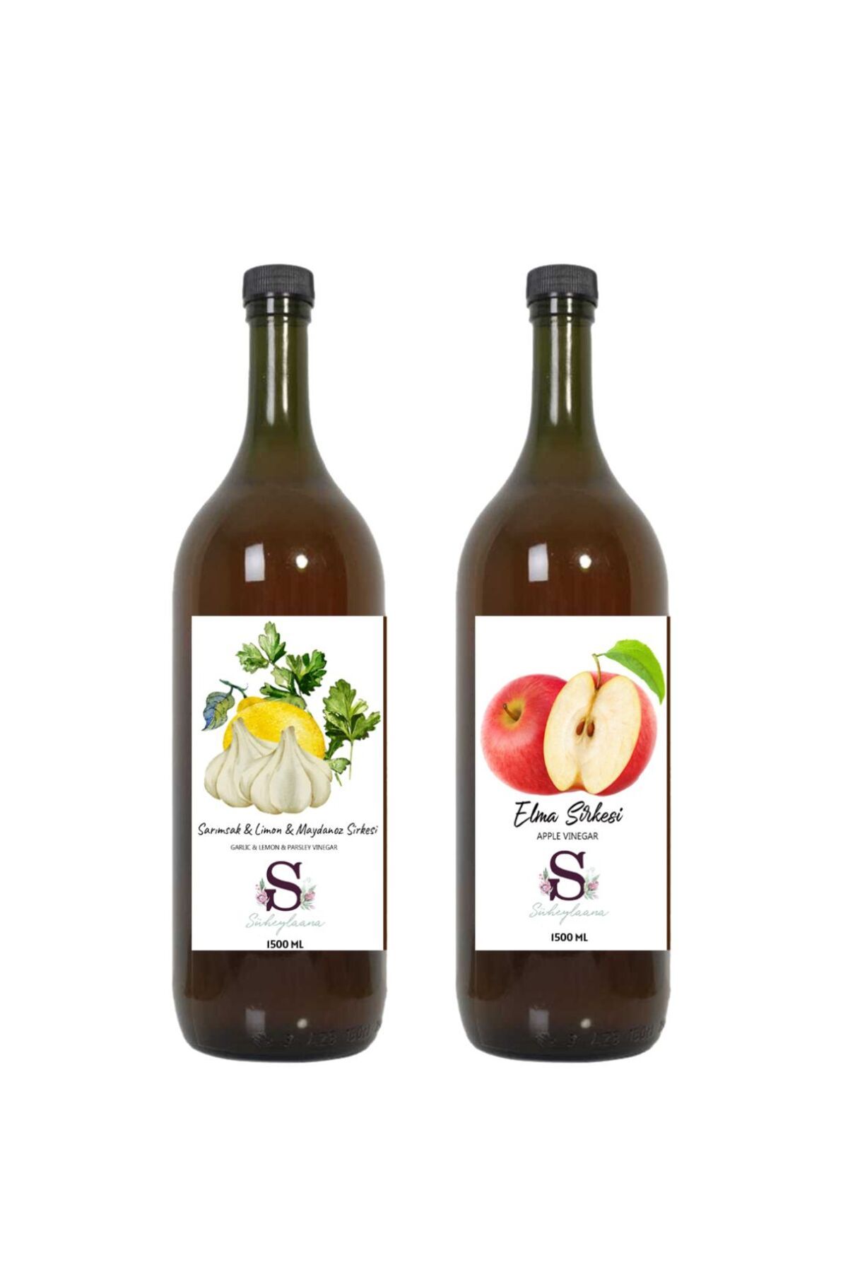 Süheylaana Doğal Sarımsak & Limon & Maydanoz Sirkesi 1500 Ml - Doğal Elma Sirkesi 1500 Ml