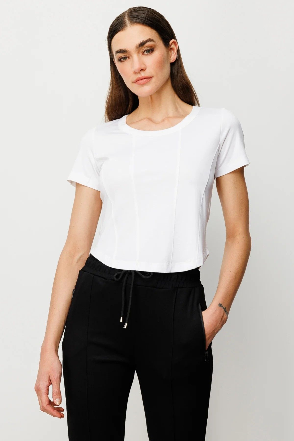 Ekol ON TRİKO Sıfır Yaka Parçalı T-Shirt 51550-25